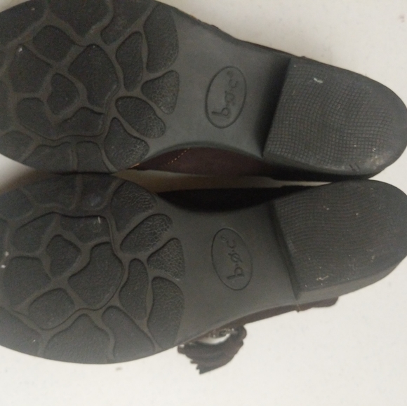 BOC Leather 8.5 Womens Ankle Boot Brown Zip Tassel Bendell Knit Upper 2" Heel - Picture 5 of 16